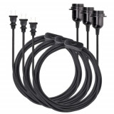 Set 3 Cabluri adaptor 6m cu priza E26 si intrerupator, Kwmobile, Negru, PVC, 52514.111.03