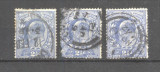Great Britain 1911 King Edward VII x 3 Mi.107B K.15:14 used AM.397, Stampilat
