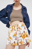 Abercrombie &amp; Fitch pantaloni scurti din in culoarea galben, modelator, high waist