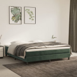 Saltea de pat cu arcuri, verde &icirc;nchis, 160x200x20 cm, catifea GartenMobel Dekor, vidaXL