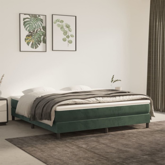 vidaXL Cadru de pat box spring, verde &icirc;nchis, 180x200 cm, catifea