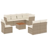 Cumpara ieftin Set canapele de gradina, 9 piese, cu perne, bej, poliratan
