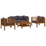 Set mobilier de gradina cu perne, 5 piese, lemn masiv acacia