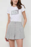 Armani Exchange pantaloni scurti din in culoarea gri, neted, high waist, 3DYS12 YN1RZ