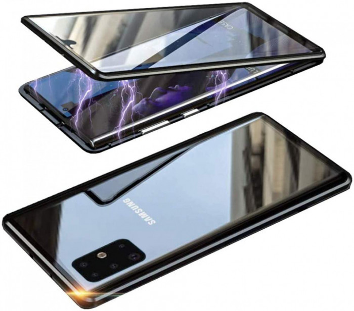 Husa Samsung Galaxy S20 , Magnetica 360 Negru sticla securizata + folie sticla