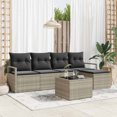 vidaXL Set de canapele pentru grădină 6 pcs Gri deschis Rattan poli 3346352 foto