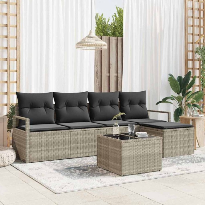 vidaXL Set de canapele pentru grădină 6 pcs Gri deschis Rattan poli 3346352