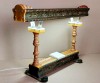 Lampa vintage UNICAT cu tub de neon, realizata artizanal din lemn sculptat, functionala, Lampi