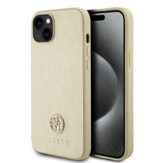 Husa iPhone 15 Guess Strass Metal Logo, auriu, GUHCP15SPS4DGPD foto