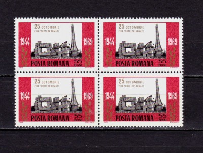 ✅RO 1969 LP 711 &amp;quot;25 oct. 1969 - Ziua Fortelor Armate ale R.S.R. &amp;quot; , serie bloc de 4 , MNH foto