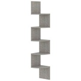 Raft de perete de colt, gri beton, 19x19x123 cm, lemn prelucrat, DKD Home Decor