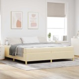 Cumpara ieftin Pat cu arcuri cu saltea Alb și crem 200 x 200 cm țesătură