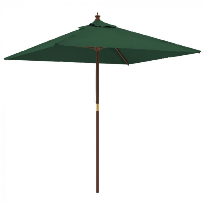 Umbrela soare de gradina stalp din lemn verde 198x198x231 cm GartenMobel Dekor