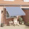 vidaXL Copertină retractabilă manual, dungi albastru și alb, 300 cm