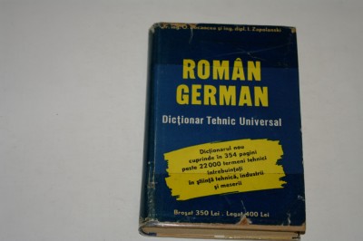 Dictionar tehnic universal roman german - Bocancea - 1941 foto