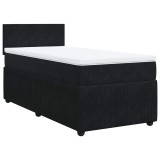 Cumpara ieftin Pat box spring cu saltea, negru, 90x200 cm, catifea