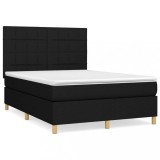 Cumpara ieftin Pat box spring cu saltea, negru, 140x190 cm, textil