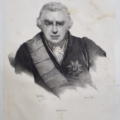 SIR BANKS JOSEPH , BOTANIST ENGLEZ , LITOGRAFIE , DESEN de GREVEDON , litografiat de C. MOTTE , 1826