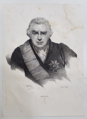 SIR BANKS JOSEPH , BOTANIST ENGLEZ , LITOGRAFIE , DESEN de GREVEDON , litografiat de C. MOTTE , 1826 foto