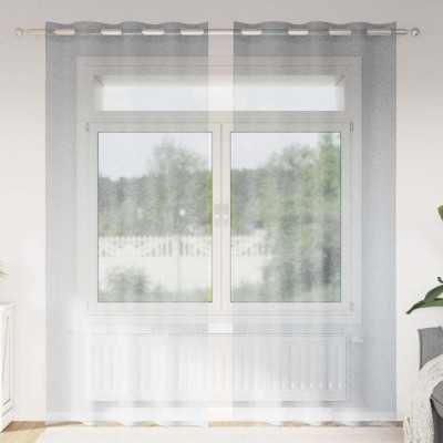 vidaXL Perdele cu perdele 2 pcs Gri &amp;icirc;nchis 140x175cm Poliester 4108004 foto