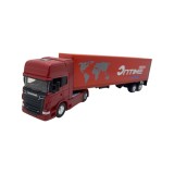 Macheta Tir Scania v8 R730 rosu Tractor Trailer on time Logistics 1:64