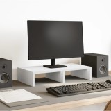 VidaXL Suport de monitor, alb, 50x27x10 cm, lemn prelucrat