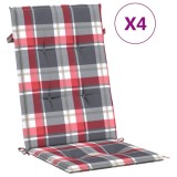 Cumpara ieftin Perne scaun spatar inalt 4 buc. rosu carouri 120x50x3 cm textil