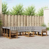 vidaXL Set de canapele de exterior 11 pcs Gri natural și deschis 3369122