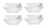 Set 4 boluri patrate pentru servire, Ceramica, Alb, 200 ml