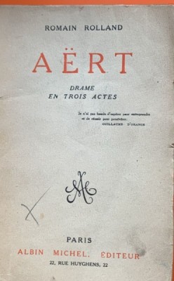 Aert - drame en trois actes - Romain Rolland foto