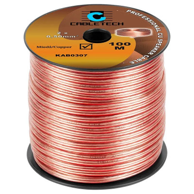 Cablu Difuzor Cabletech Cupru Transparent Rola 100 m 2x0.50 mm2 foto