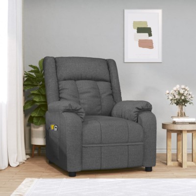 Fotoliu de masaj electric rabatabil, gri &amp;icirc;nchis, textil foto