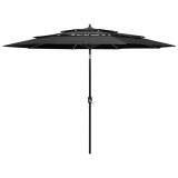 VidaXL Umbrelă de soare 3 niveluri, st&acirc;lp de aluminiu, antracit, 3 m