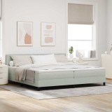 Cumpara ieftin Pat cu arcuri cu headboard Gri deschis 200 x 200 cm Catifea