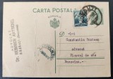 ROMANIA 1933 - Intreg Postal 3 lei verde Carol II + 50 bani Timbrul Aviatiei, circulat Radauti - Vicovul de Sus, stampila expeditor HEINRICH ANTSCHEL