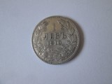 Moneda Argint Bulgaria 1 Lev 1910 Regele Ferdinand I, 23mm, 5g