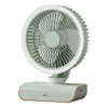 Ventilator portabil, cu lumina LED, din ABS, oscilanat, cu 3 viteze, incarcare USB, grila de siguranta, gri/alb