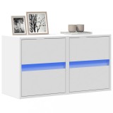 VidaXL Comode TV de perete cu lumini LED, 2 buc., alb, 41x31x45 cm