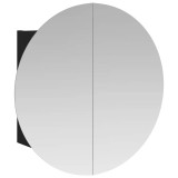 Cumpara ieftin Dulap de baie cu oglinda rotunda si LED, negru, 47x47x17,5 cm