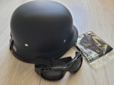 Casca moto nazi/chopper cu ochelari ninja si bandana schelet