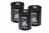 Set 3 recipiente pentru cafea Drink Coffee, 10.5x14 cm, aluminiu, negru, Excellent Houseware