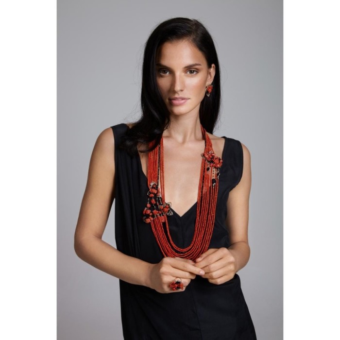 Set Supreme din coral natural, coral de bambus și agat