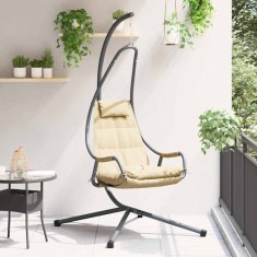 vidaXL Scaun suspendat ou Manual Bej 94 x 107 x 196.5 cm Oțel