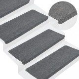 Gossi covorase scari autoadezive, 15 buc., gri, 65x24,5x3,5 cm