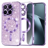 Husa Glitter MagSafe pentru Xiaomi 17T Pro, Asteroid GSM, Mov deschis, Margini Reliefate, Protecție Sporită
