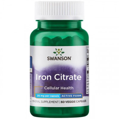 Iron Citrat - Citrat de Fier 25 miligrame 60 capsule Swanson foto