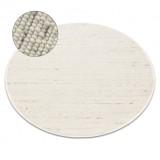 Covor bej NEPAL 2100 cerc albe / naturala gri - din lana, fata-verso, cerc 120 cm