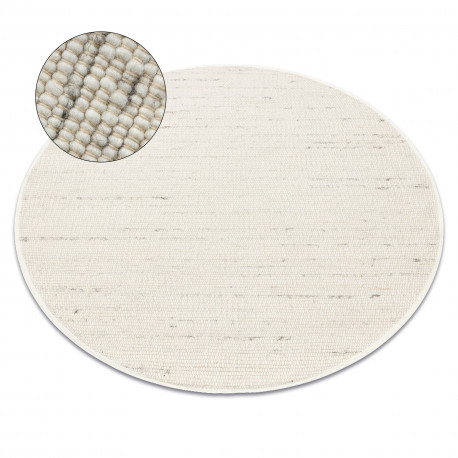Covor bej NEPAL 2100 cerc albe / naturala gri - din lana, fata-verso, cerc 100 cm
