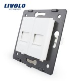 Cumpara ieftin Priza dubla pentru telefon Livolo, alba, cu montaj &icirc;ncastrat
