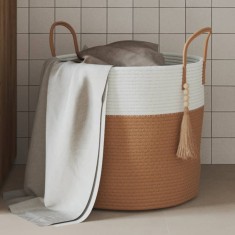 Gossi cos de depozitare, maro si alb, &Oslash;40x35 cm, bumbac